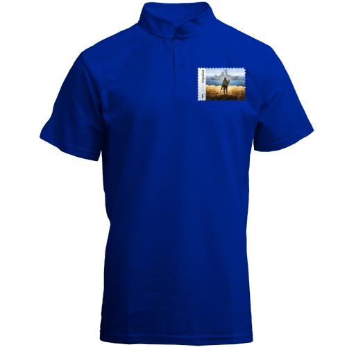 Футболка с воротником стойкой с маркой Русский корабль. Иди нах*й!