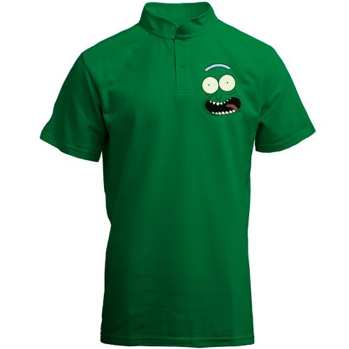Футболка с воротником стойкой pickle Rick (рожица)