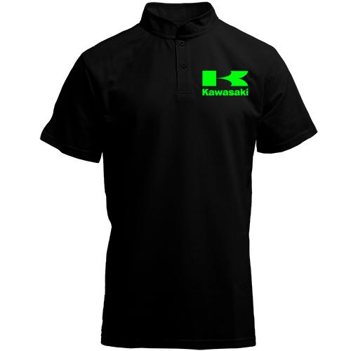 Футболка з коміром стійкою з лого Kawasaki