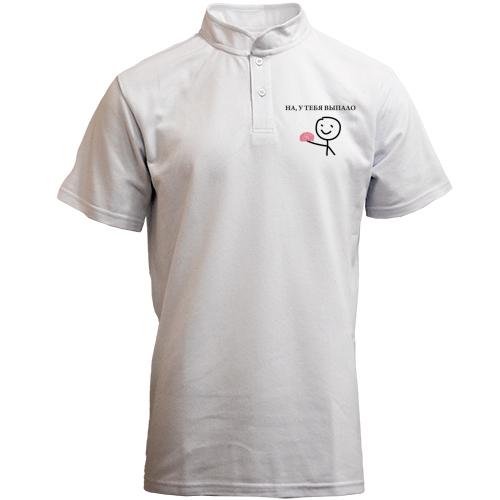 Футболка с воротником стойкой с надписью 