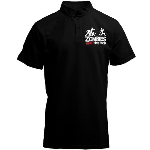Футболка с воротником стойкой Zombies hate fast food