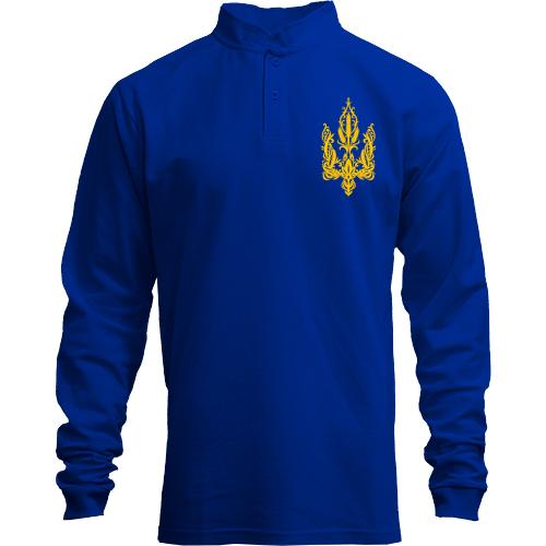 Лонгслив поло со стойкой с гербом Украины из колосков