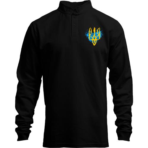 Лонгслів поло зі стійкою з гербом України (Стилізований під фарбу) 2