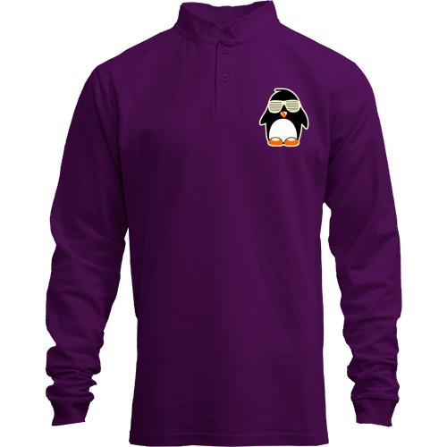 Лонгслив поло со стойкой Пингвин в очках-жалюзи
