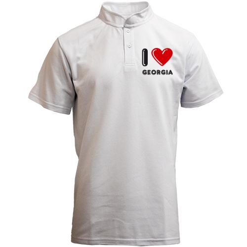 Футболка с воротником стойкой I love Georgia