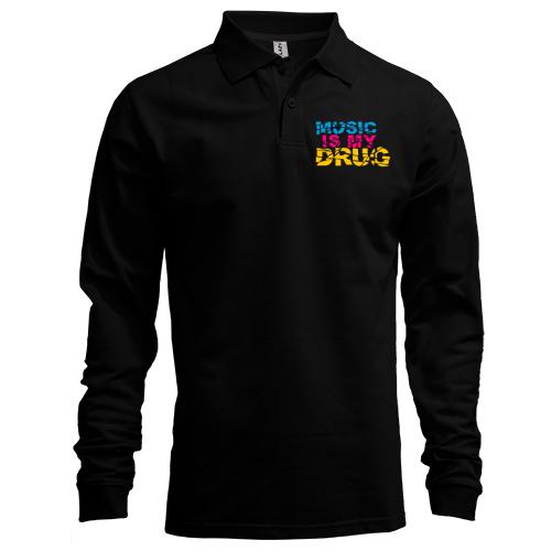 Лонгслів поло Music is my drug