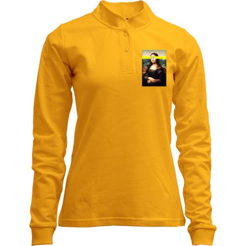 Лонгслів поло зі стійкою Мона Ліза з очима Губки Боба.