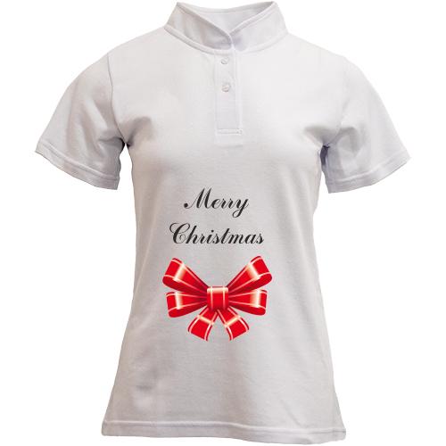 Футболка с воротником стойкой Merry Christmas