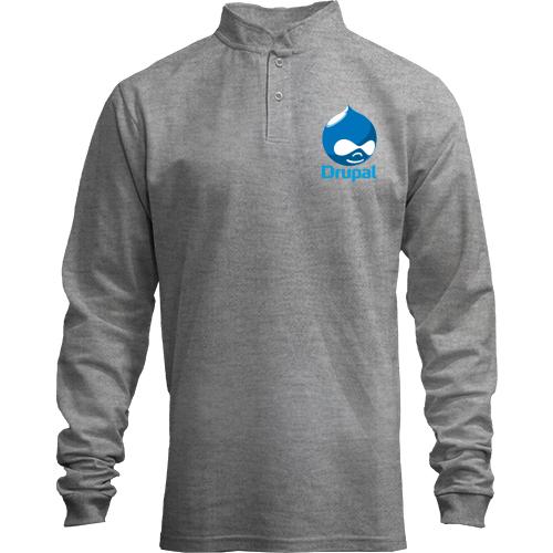 Лонгслив поло со стойкой с логотипом Drupal
