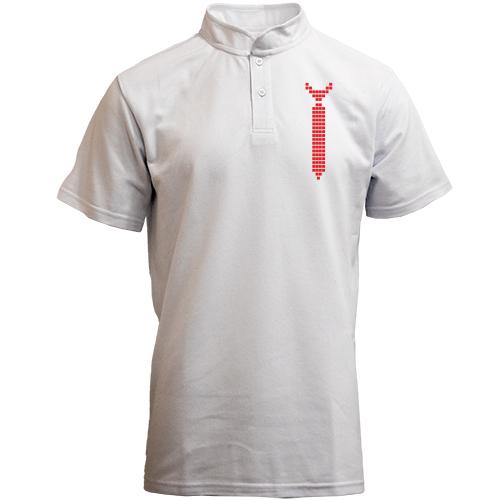 Футболка с воротником стойкой с галстуком 2