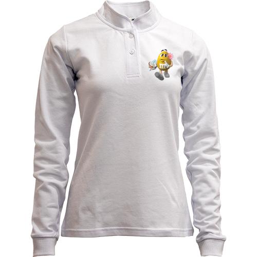 Лонгслив поло со стойкой 