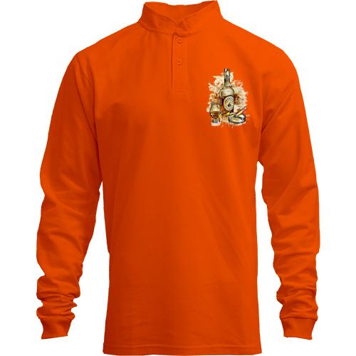 Лонгслів поло зі стійкою з бурбоном та сигарою