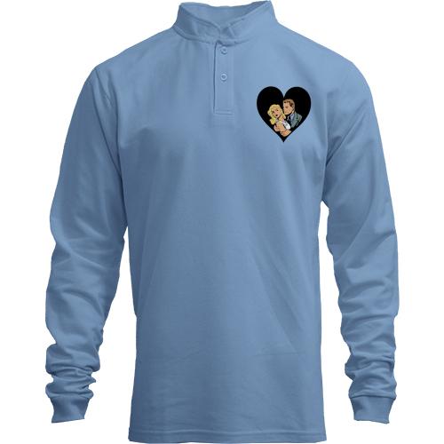 Лонгслів поло зі стійкою 