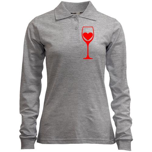 Лонгслив поло Wine is my heart