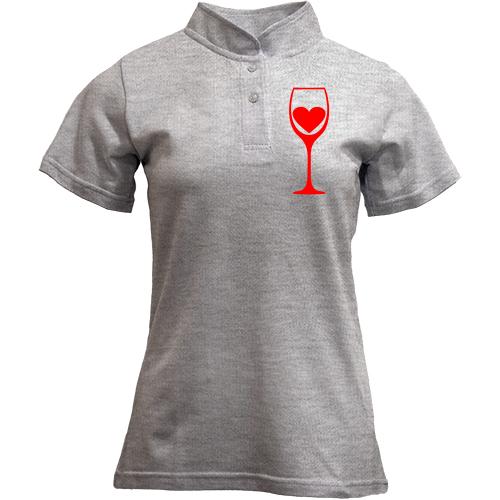 Футболка з коміром стійкою Wine is my heart