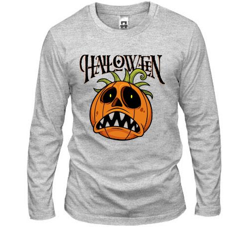 Лонгслів з пригніченим гарбузом і написом Halloween