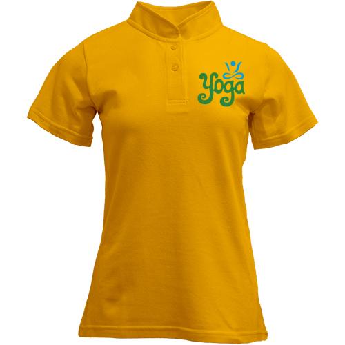 Футболка з коміром стійкою з написом Yoga