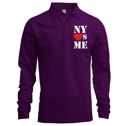Лонгслів поло з написом New york loves me