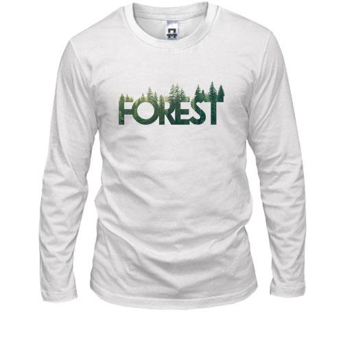 Лонгслив со стилизованной надписью Лес (Forest)