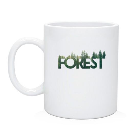 Чашка со стилизованной надписью Лес (Forest)