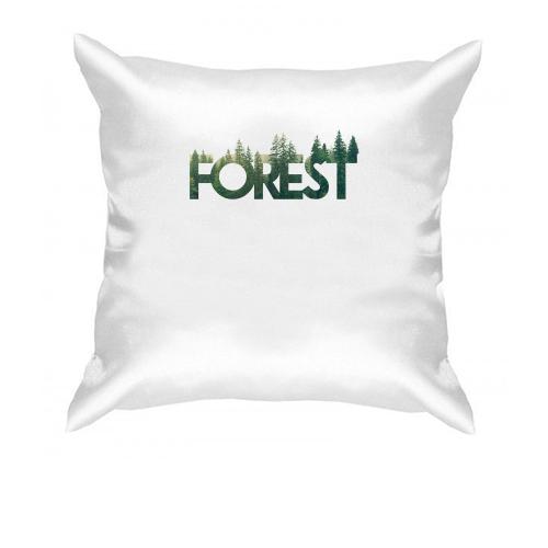 Подушка со стилизованной надписью Лес (Forest)
