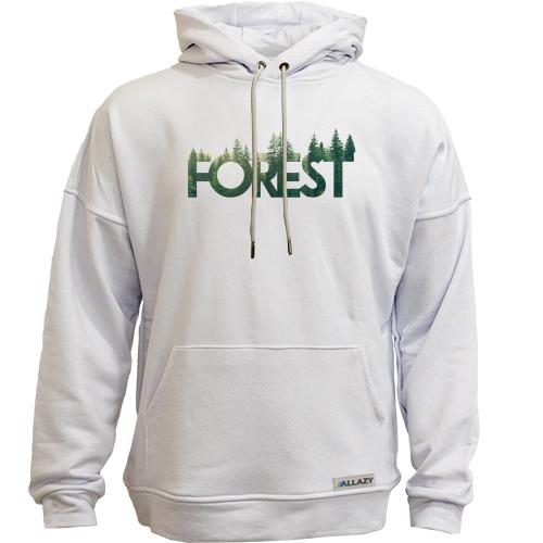 Худи без начеса со стилизованной надписью Лес (Forest)