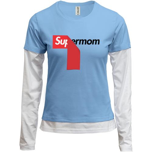 Комбинированный лонгслив Supermom