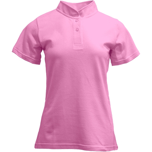 Розовая женская футболка с воротником стойкой 