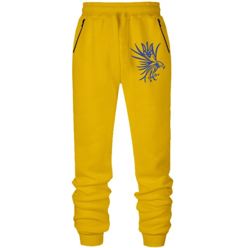 Штани з футера без начісу з соколом і гербом України