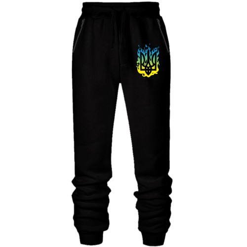 Штани з футера без начісу стилізований вогняний Тризуб