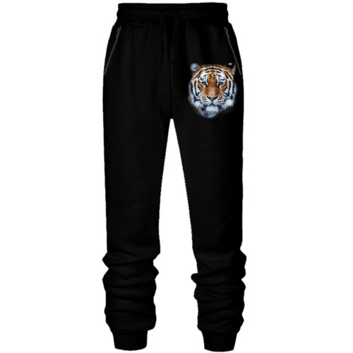 Штани з футера без начісу з тигром