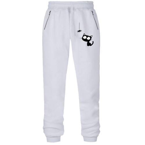 Штаны из футера без начеса Кот с паучком