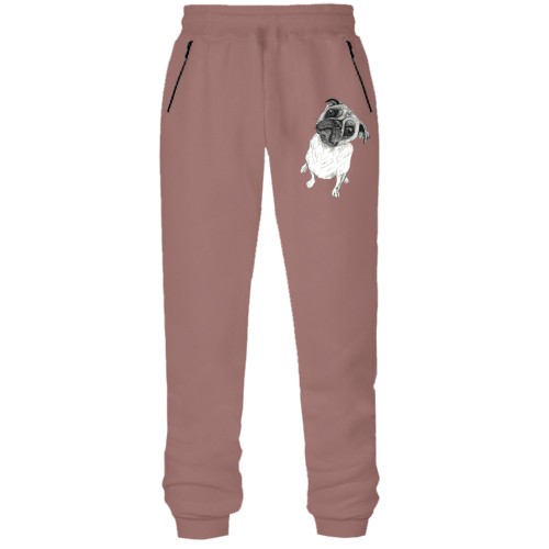 Штани з футера без начісу з мопсом