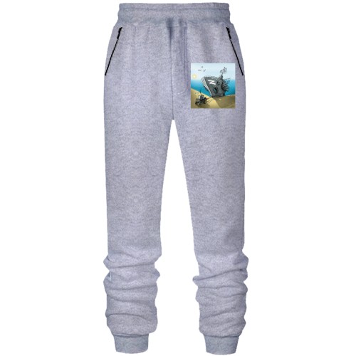 Штани з футера без начісу російський військовий корабель та трактор