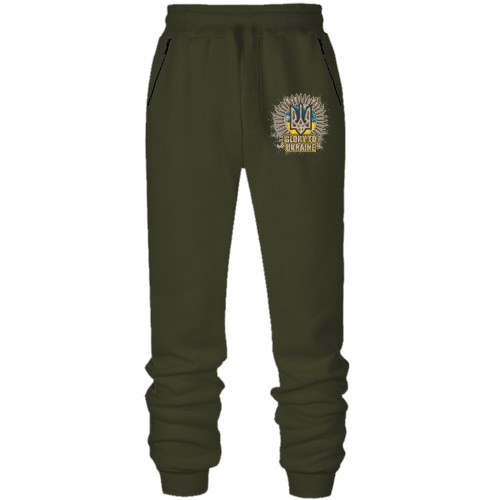 Штани з футера без начісу Glory to Ukraine (з патронами)