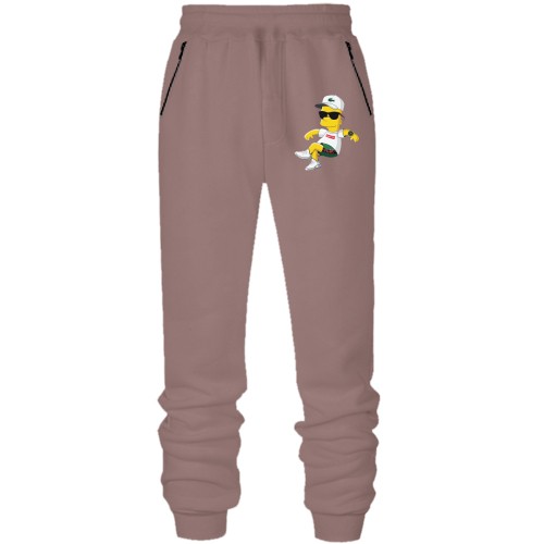 Штани з футера без начісу з модним Бартом Сімпсоном в кепці