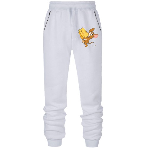 Штани з футера без начісу з мишеням який поцупив сир