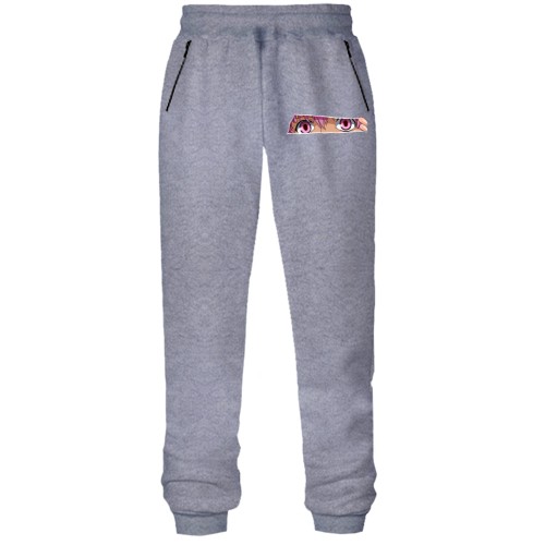 Штаны из футера без начеса с Аниме-глазами