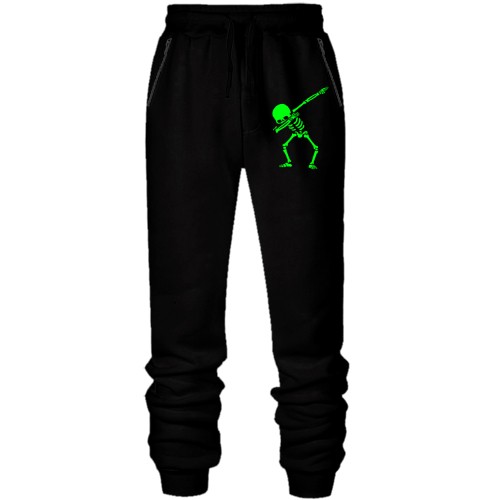 Штани з футера без начісу Скелет Dab