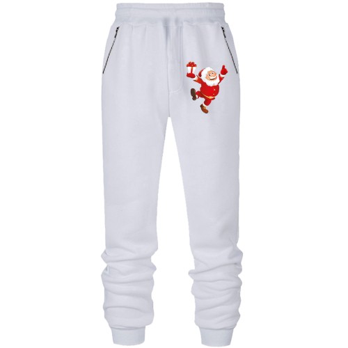 Штани з футера без начісу Дід Мороз з подарунком