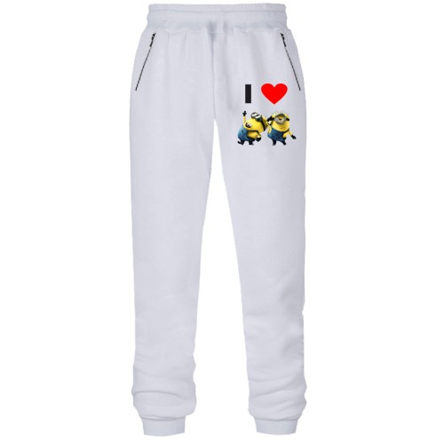 Штани з футера без начісу I love minions