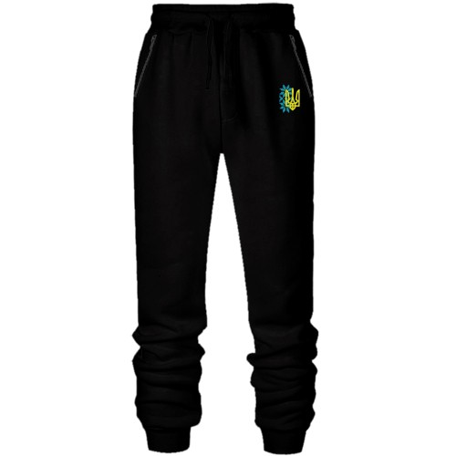 Штани з футера без начісу міні вишиванка з тризубом (2)