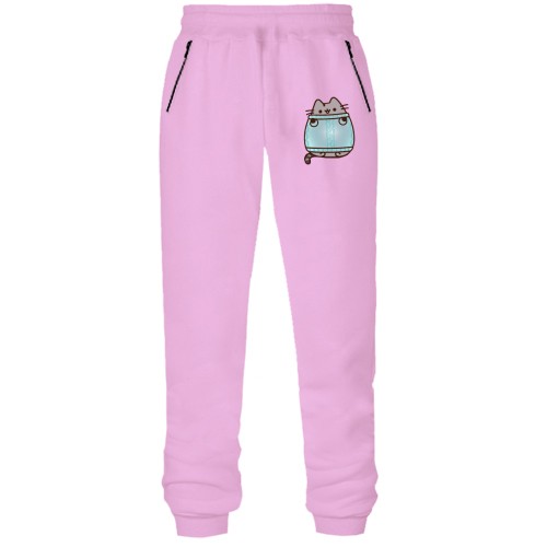 Штаны из футера без начеса с Пушин котом в свитере