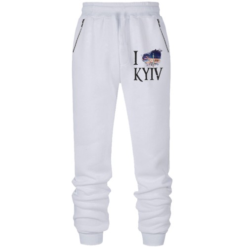 Штани з футера без начісу Я люблю Київ