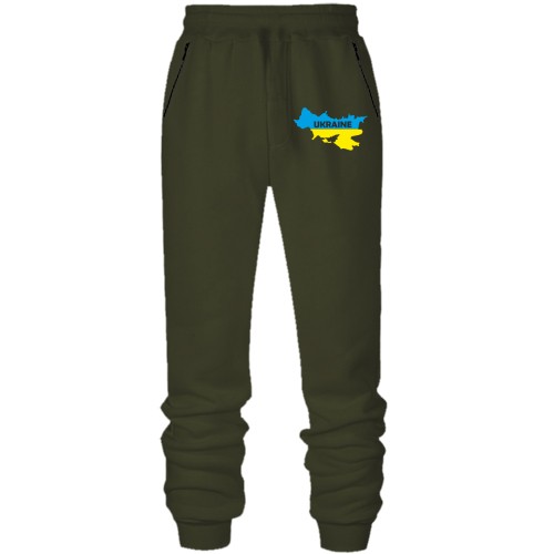 Штани з футера без начісу з мапою УНР