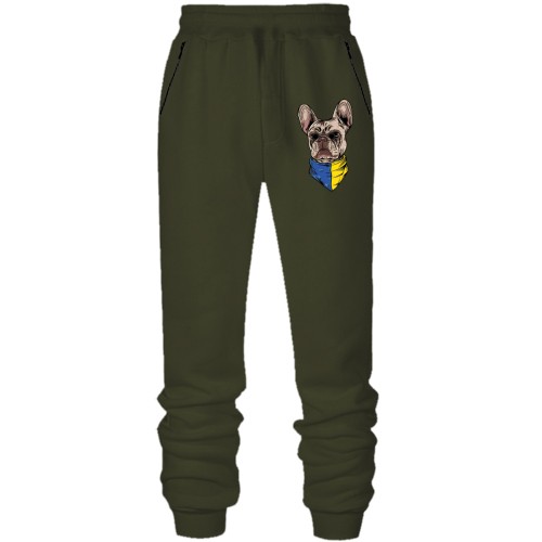 Штаны из футера без начеса с Французским бульдогом 