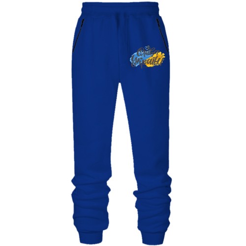 Штани з футера без начісу з принтом 