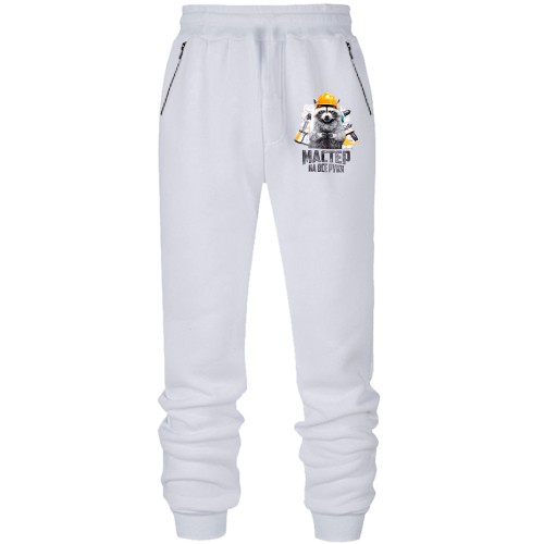 Штаны из футера без начеса с надписью 