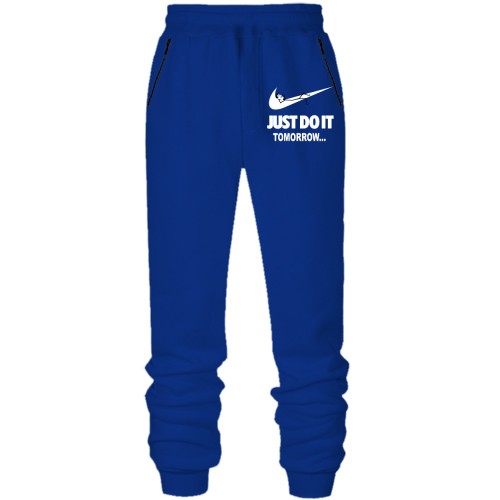 Штани з футера без начісу з написом Just do it Tomorrow