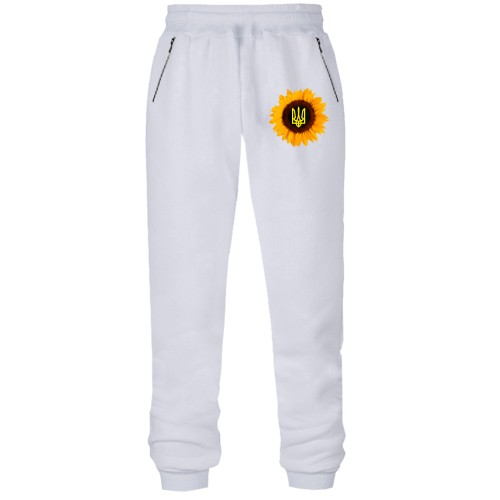 Штаны из футера без начеса Подсолнух с гербом Украины